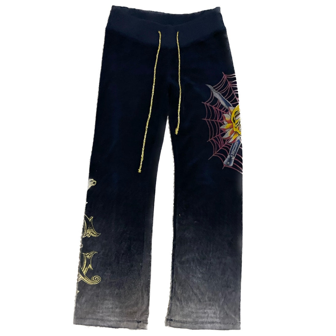 Christian Audigier Ed Hardy Velour Tattoo Print Sweatpants