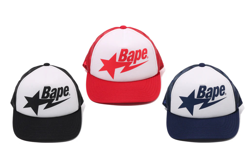 BAPE STA STAR Mesh Logo Trucker Cap