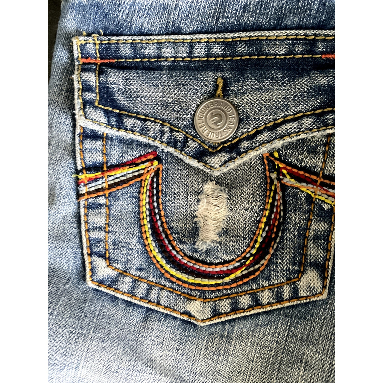 True Religion Rainbow Logo Spiral Denim