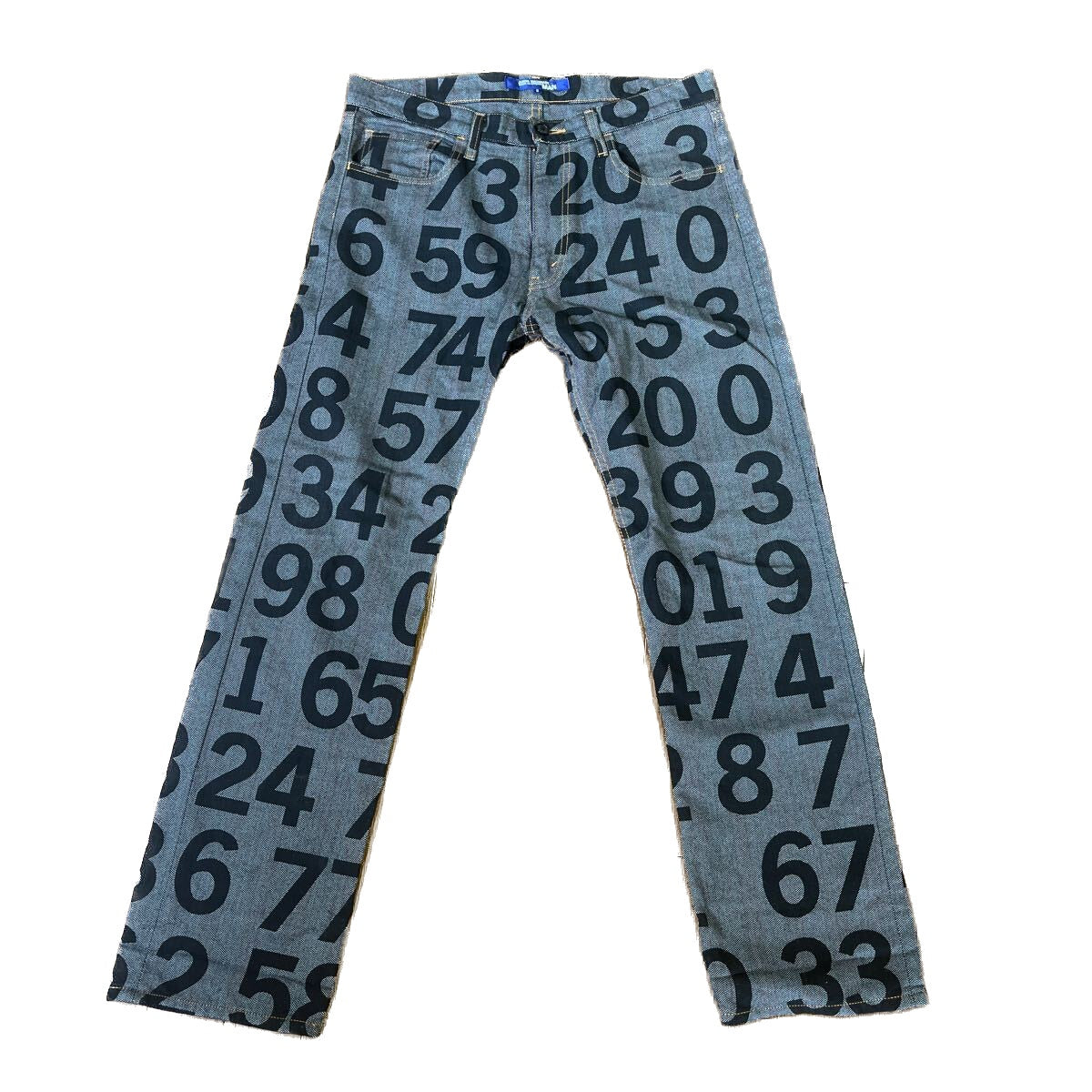 SS03 Junya Watanabe “Numbers” Hand Painted Herringbone Denim