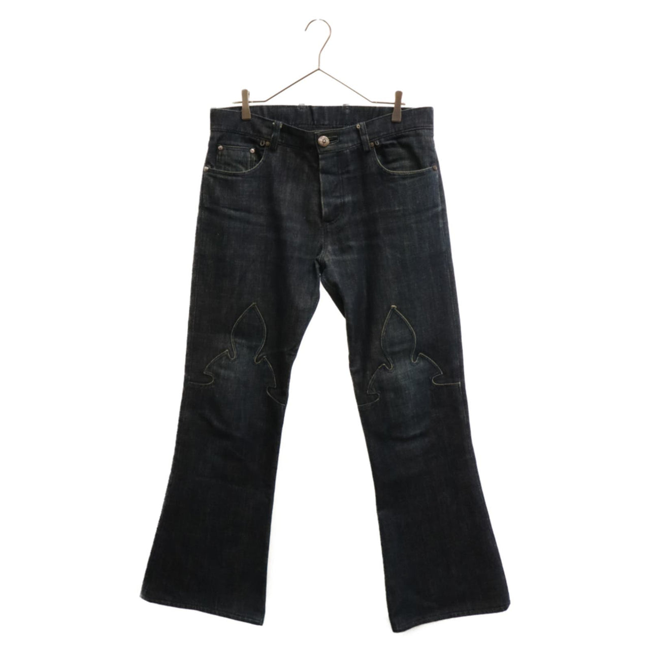 Chrome Hearts Washed Cross Patch Fleur Knee Denim Jeans