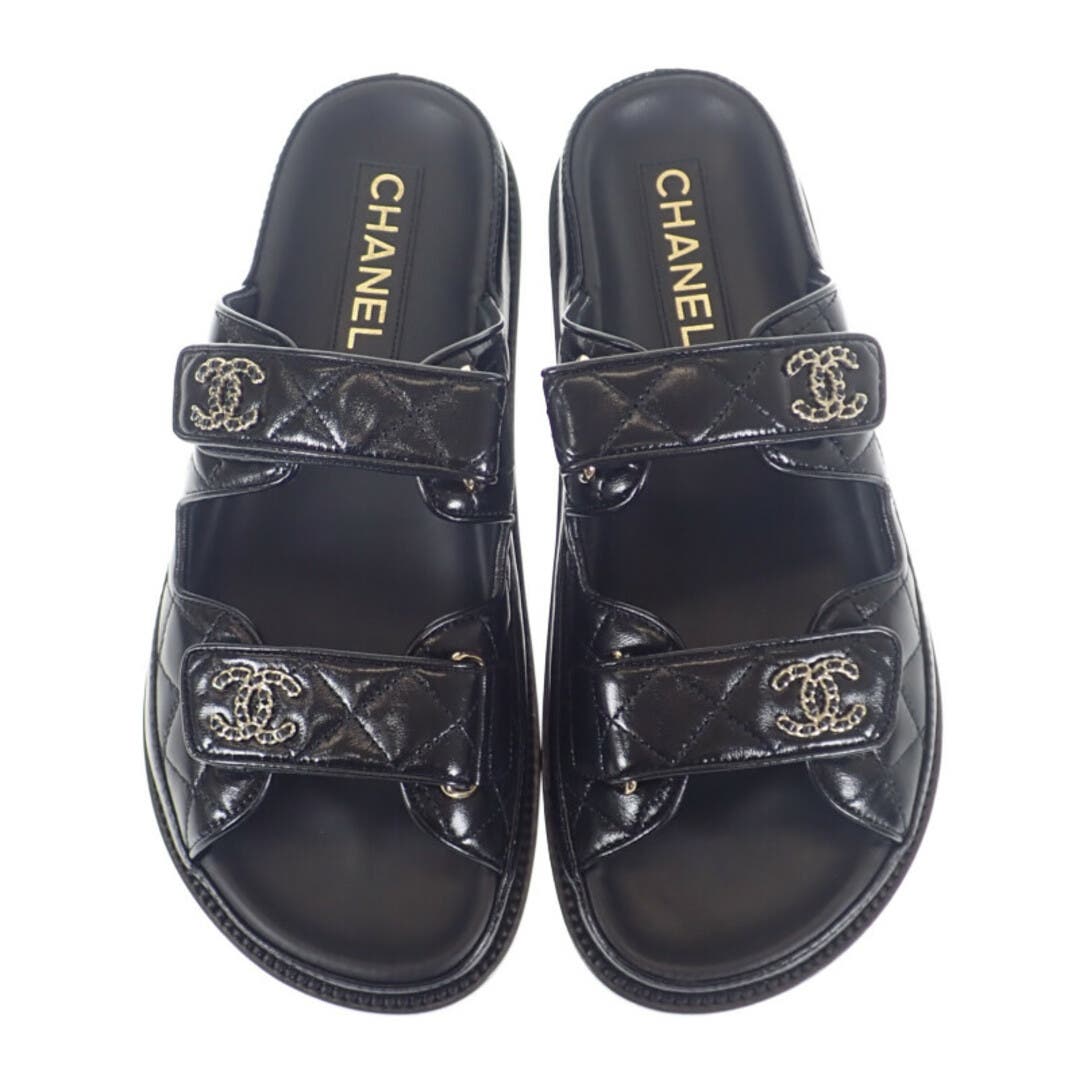 Chanel Black Quilted Dad Round Toe Sandals