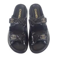 Thumbnail for Chanel Black Quilted Dad Round Toe Sandals