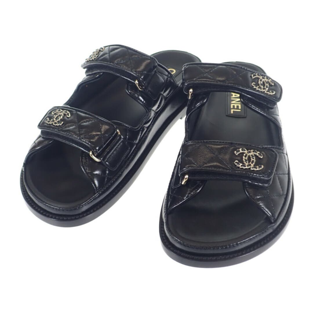 Chanel Black Quilted Dad Round Toe Sandals