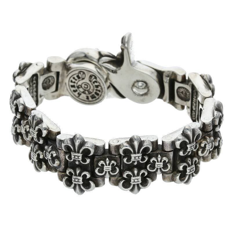 Chrome Hearts H Link Fleur Clip Silver Bracelet