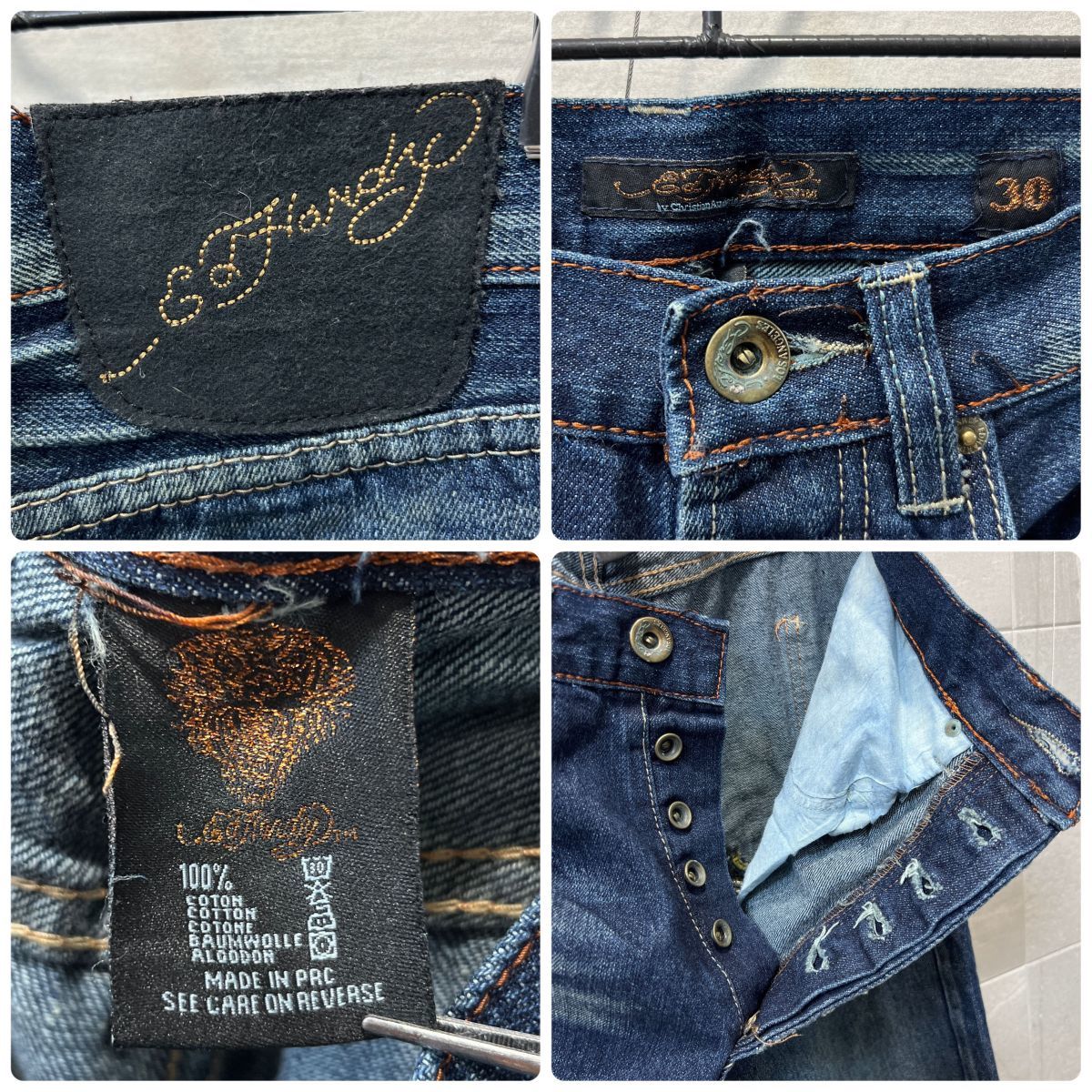 Ed Hardy Tiger Embroidery Denim Jeans