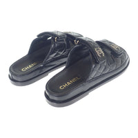 Thumbnail for Chanel Black Quilted Dad Round Toe Sandals