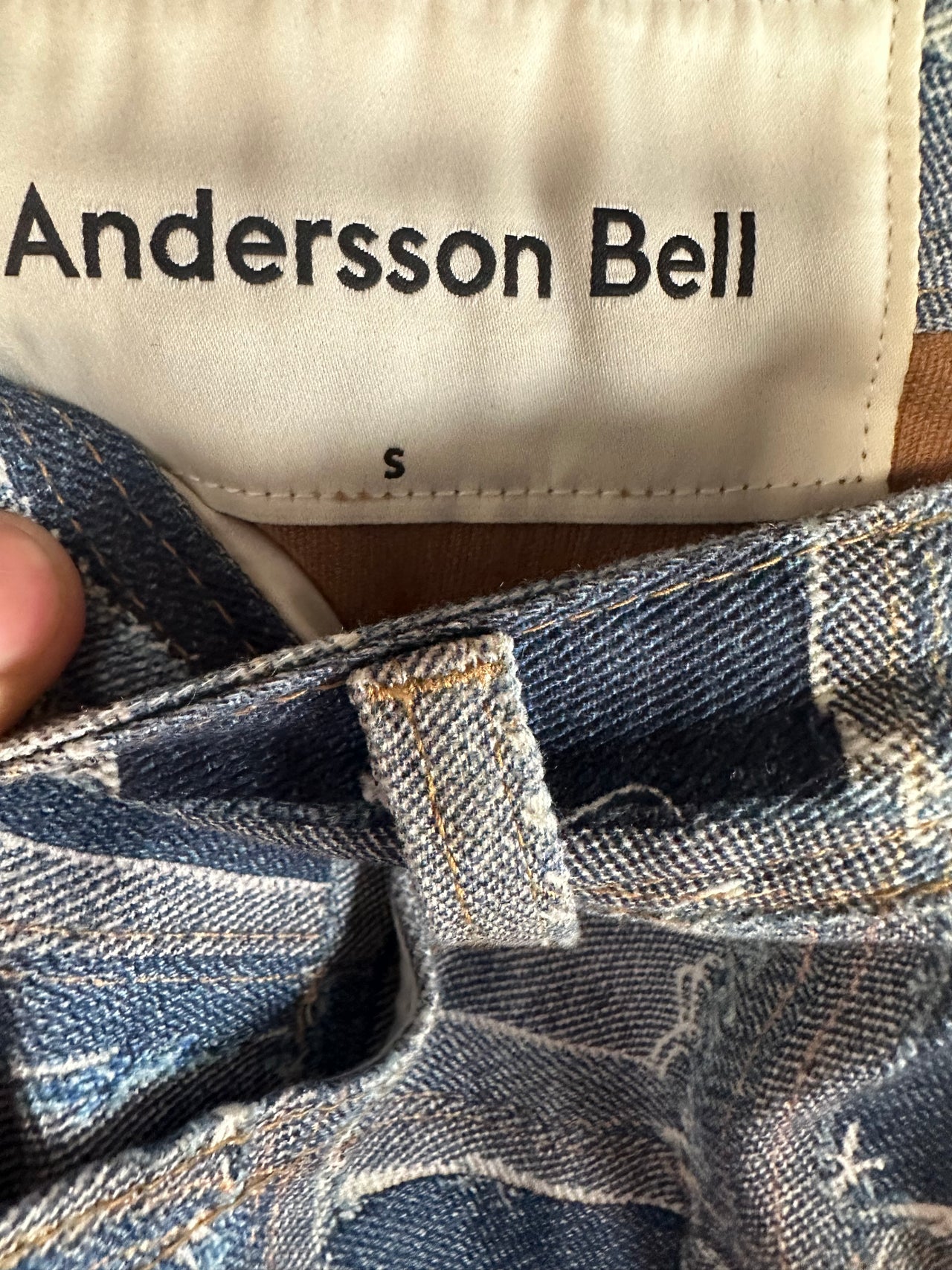 AW21 Andersson Bell Blue Trompe loeil Patchwork Cargo Jeans