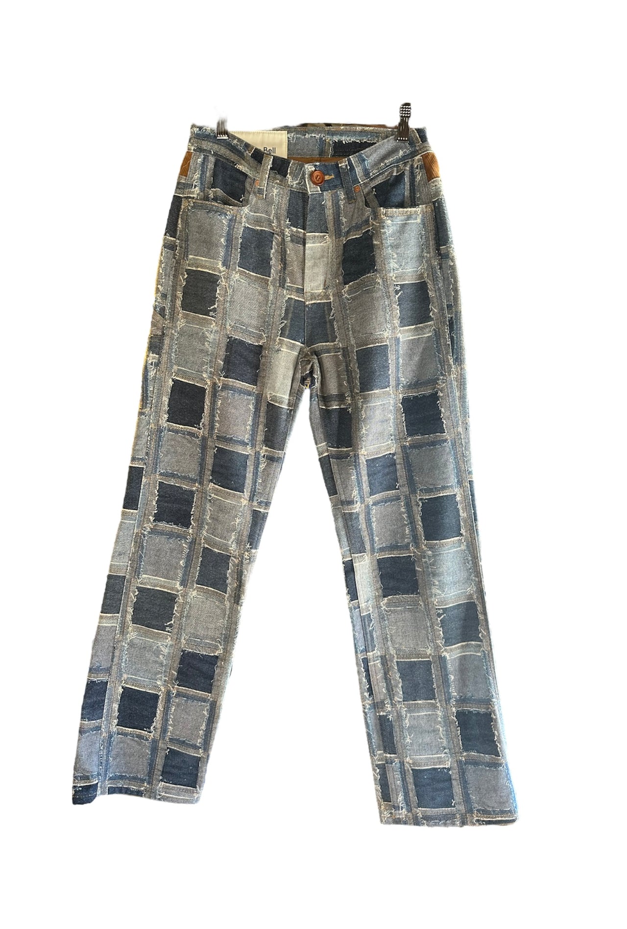 AW21 Andersson Bell Blue Trompe loeil Patchwork Cargo Jeans