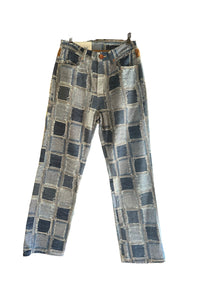 Thumbnail for AW21 Andersson Bell Blue Trompe loeil Patchwork Cargo Jeans