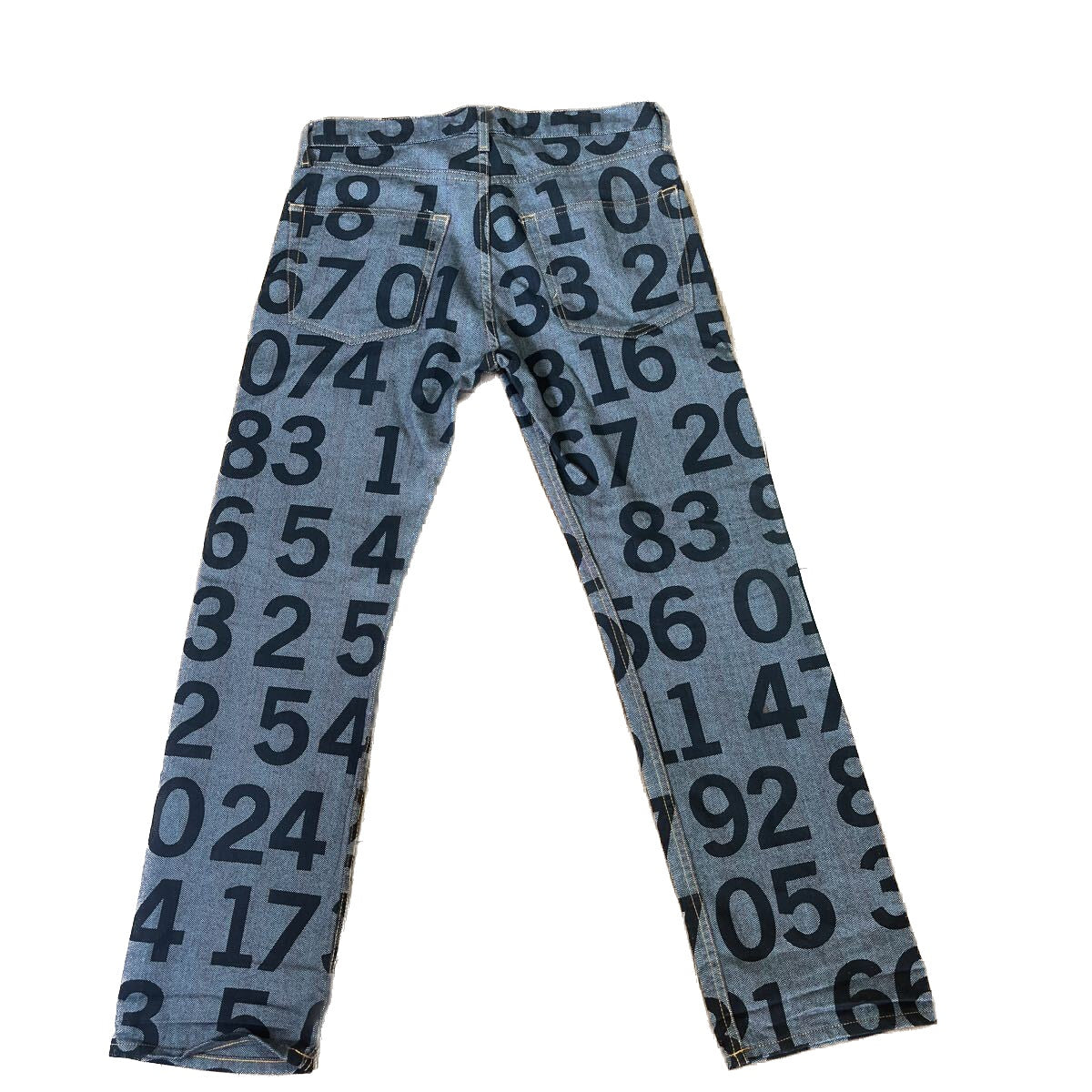 SS03 Junya Watanabe “Numbers” Hand Painted Herringbone Denim