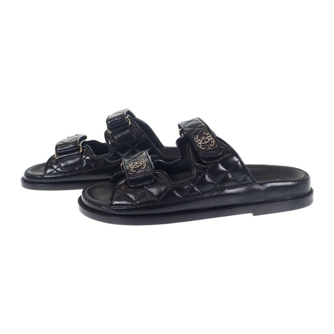 Chanel Black Quilted Dad Round Toe Sandals