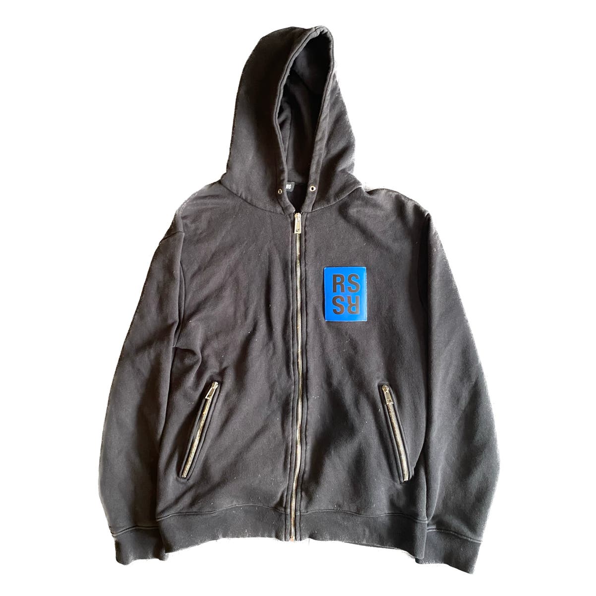 15AW Raf Simons robot hand hoodie back print with RS patch zip up sweatshirt hoodie