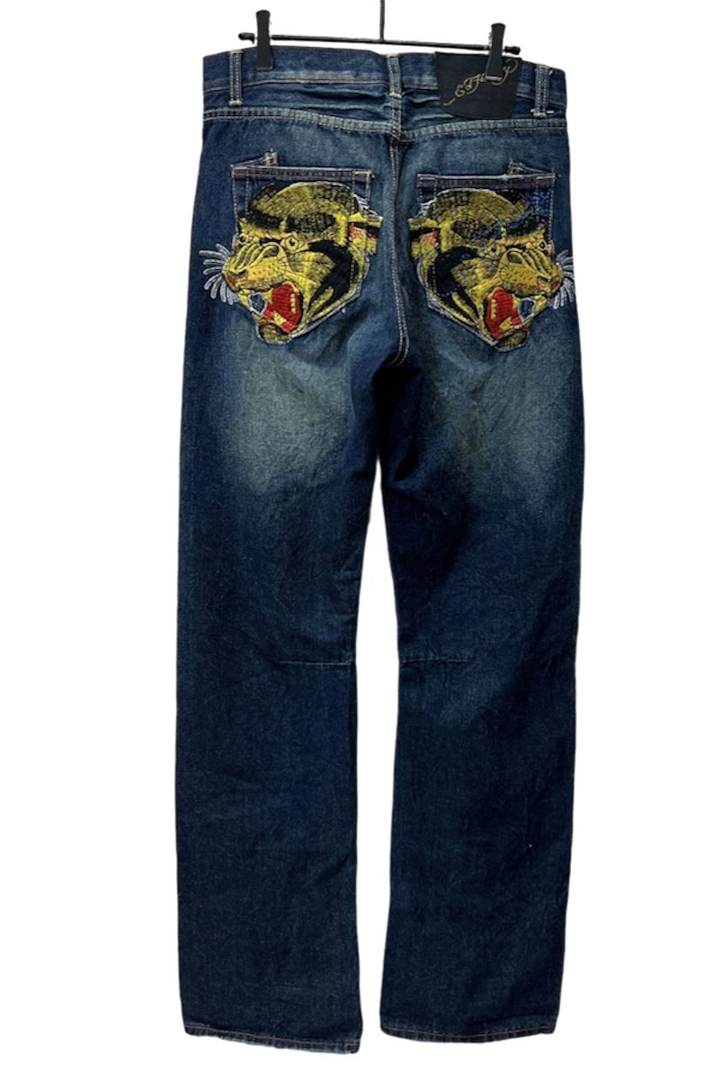 Ed Hardy Tiger Embroidery Denim Jeans