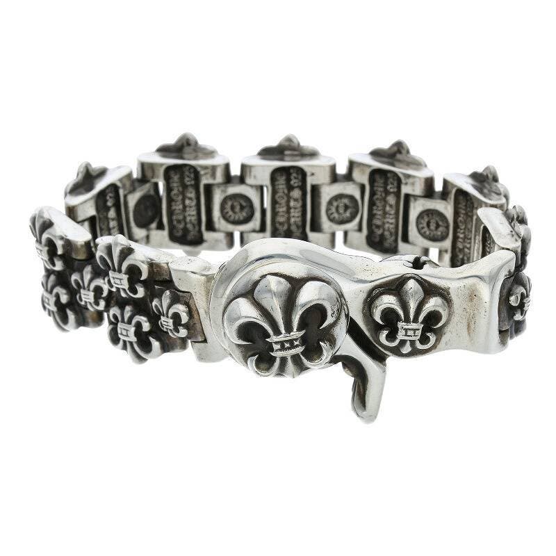 Chrome Hearts H Link Fleur Clip Silver Bracelet