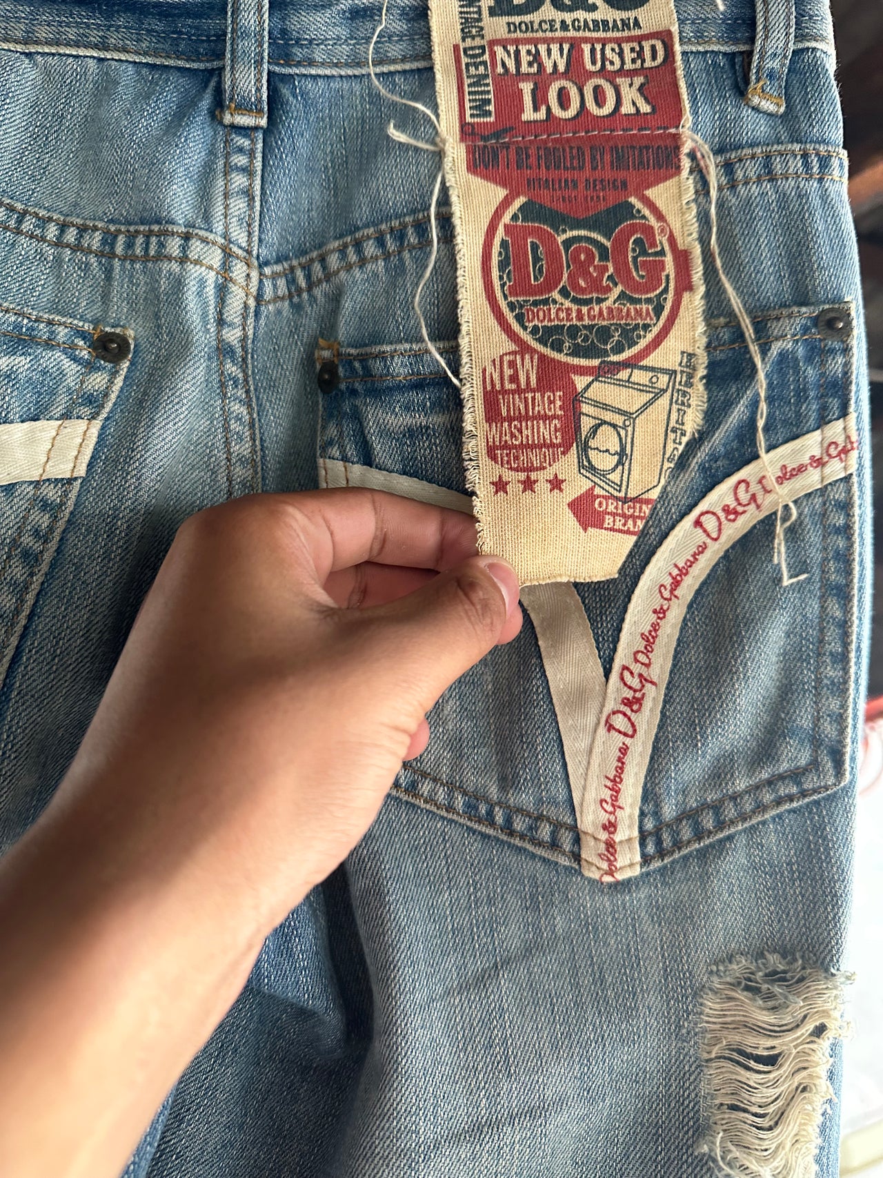 Vintage Light Wash Distressed  D&G Denim