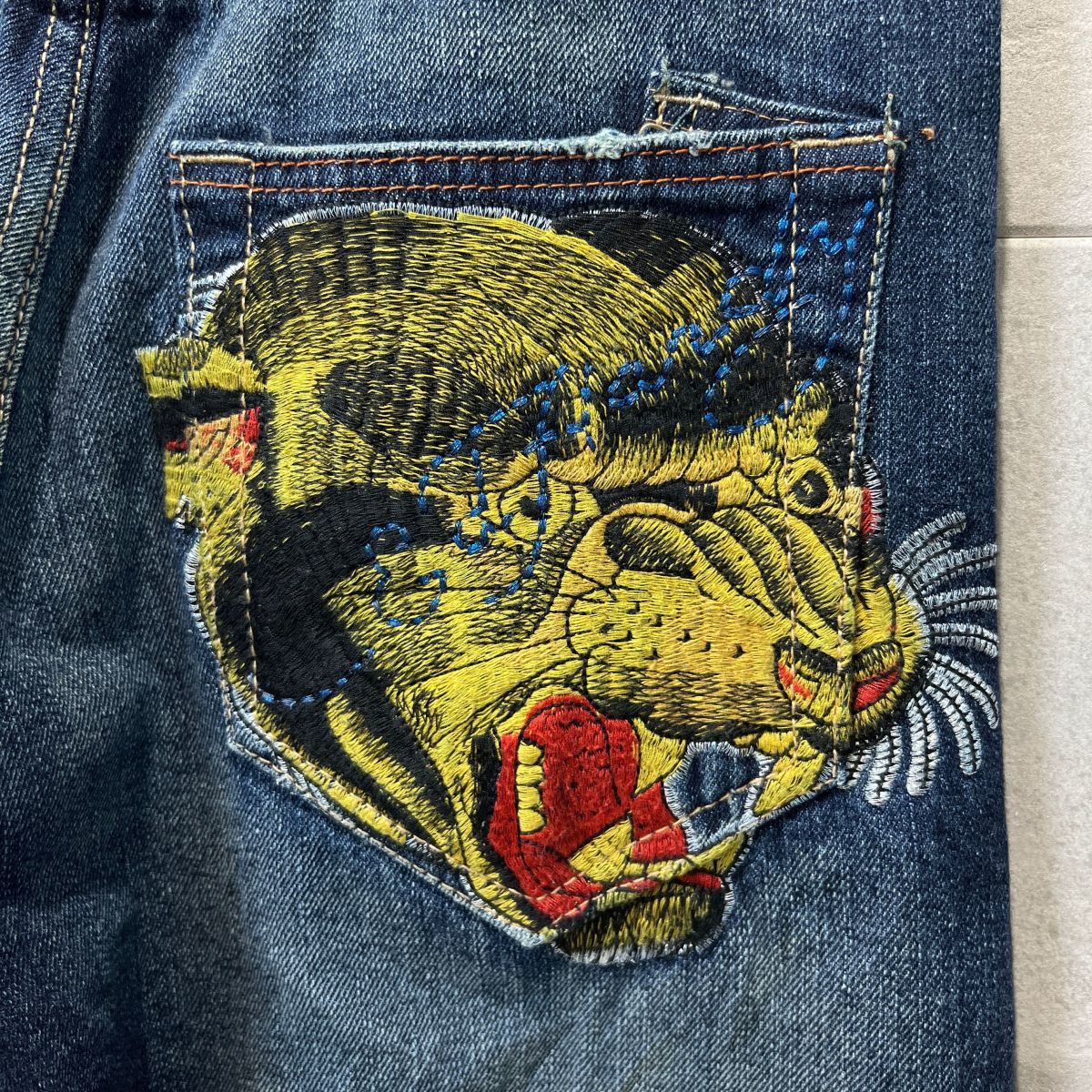 Ed Hardy Tiger Embroidery Denim Jeans