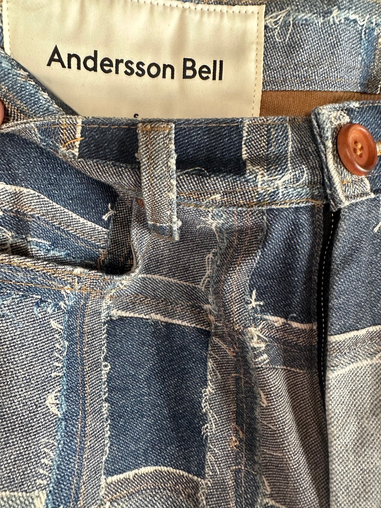 AW21 Andersson Bell Blue Trompe loeil Patchwork Cargo Jeans