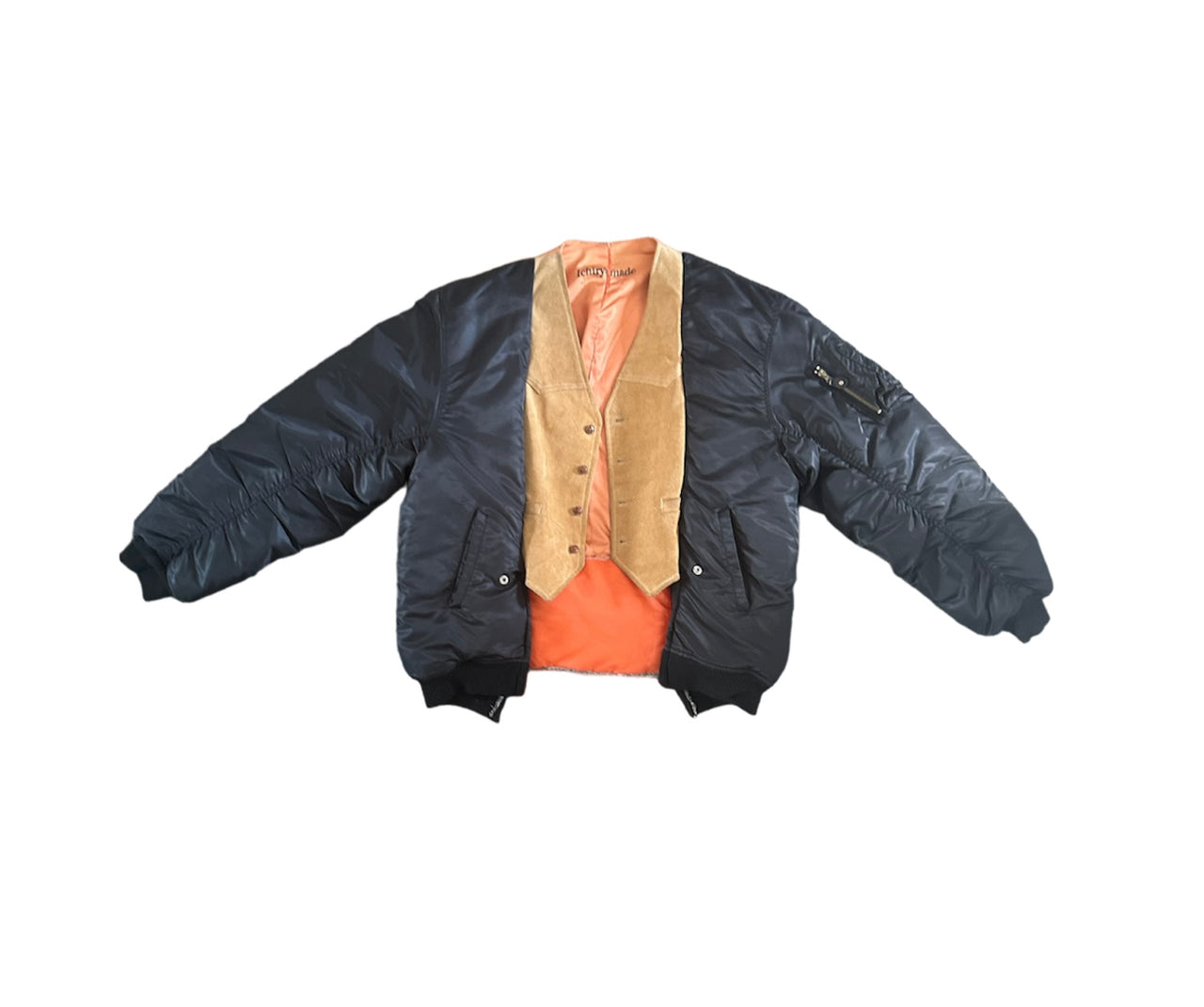 Ichiryu Made 1/1 Patchwork Split Suede Vest Bomber Jacket