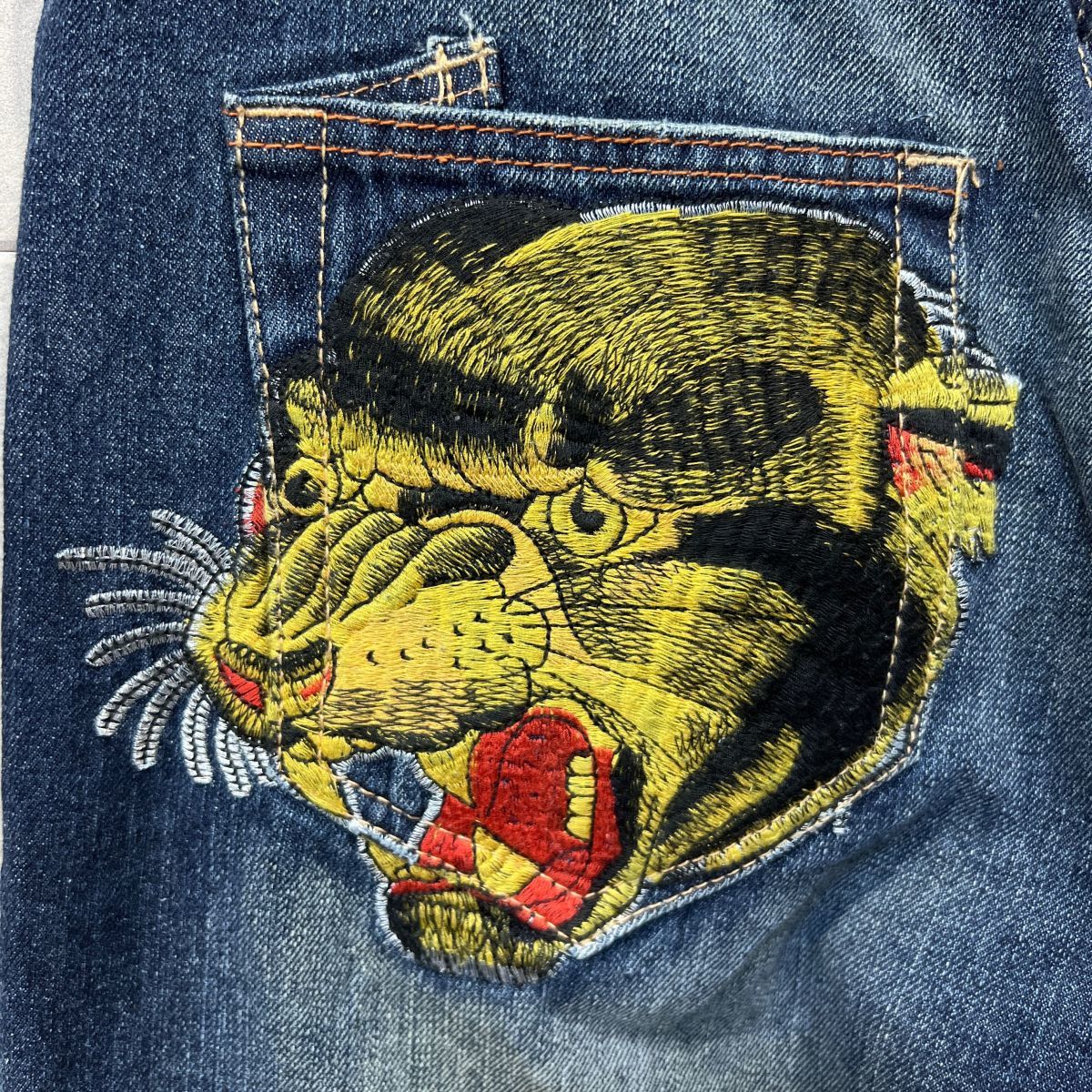 Ed Hardy Tiger Embroidery Denim Jeans