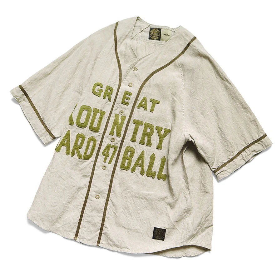 KAPITAL French Linen GREAT KOUNTRY Baseball Shirt