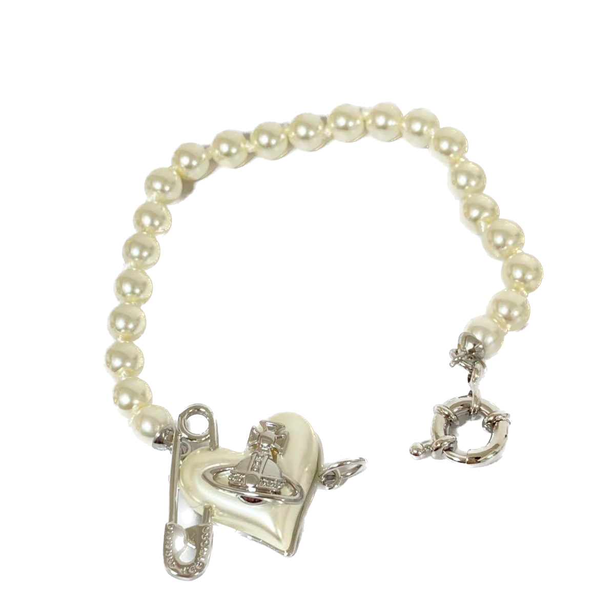 Vivienne Westwood Orietta Heart Safety Pin Orb Bracelet