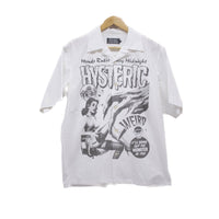 Thumbnail for HYSTERIC GLAMOR Open Collar Graphic Short Sleeve Button-Up