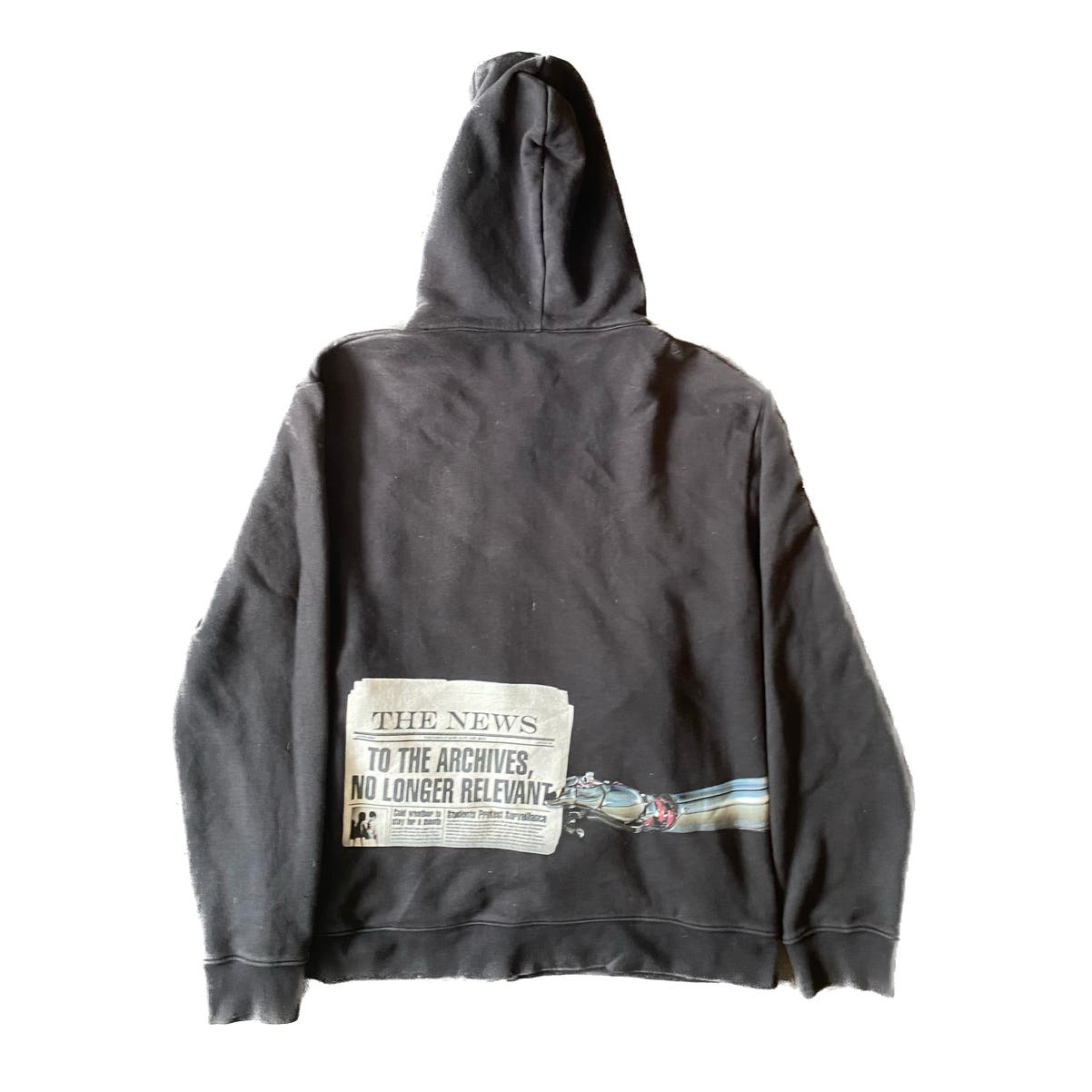 15AW Raf Simons robot hand hoodie back print with RS patch zip up sweatshirt hoodie