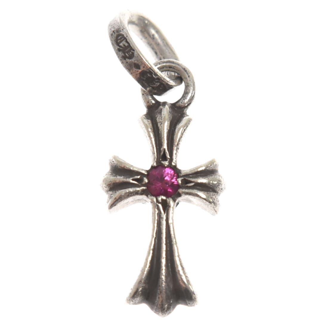 Chrome Hearts Baby Fat Cross Ruby Silver Necklace Pendant