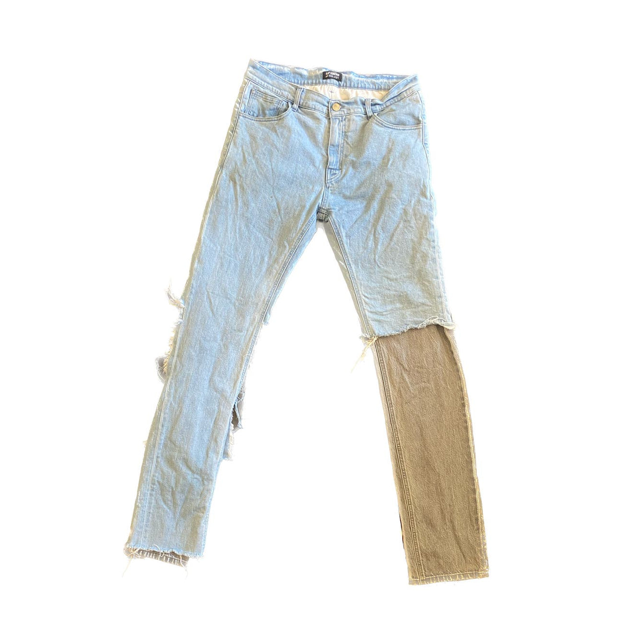 Raf Simons Destroyed Double Layered Denim Jeans