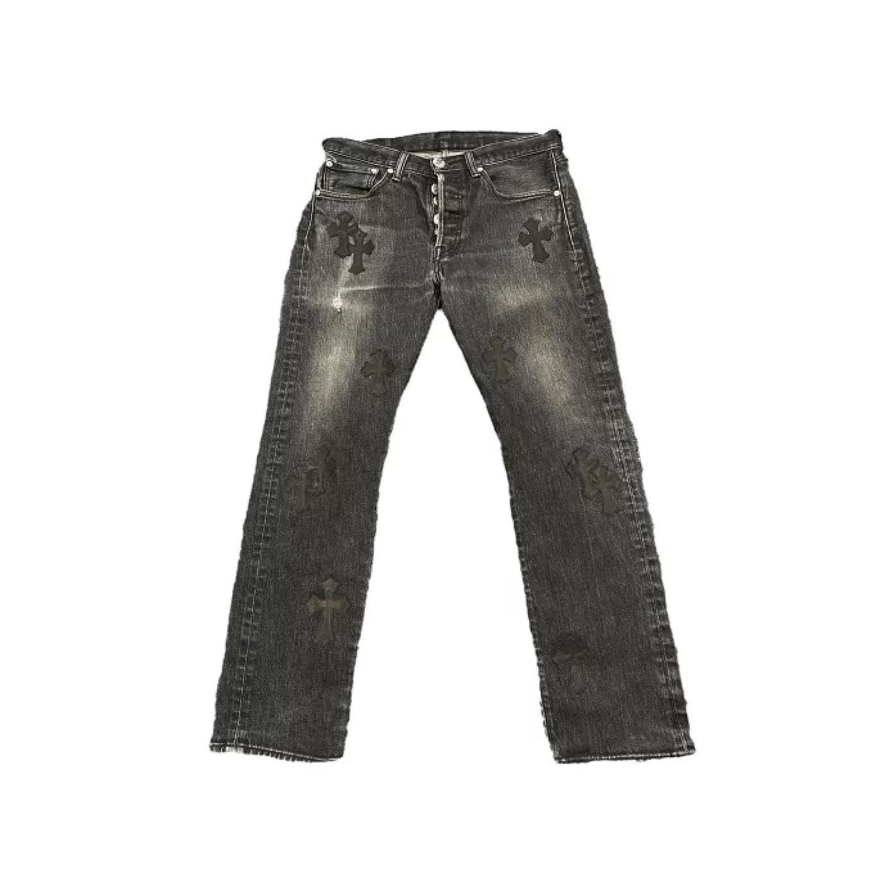 Chrome Hearts x Levis 501 Custom Cross Patch Denim Jeans