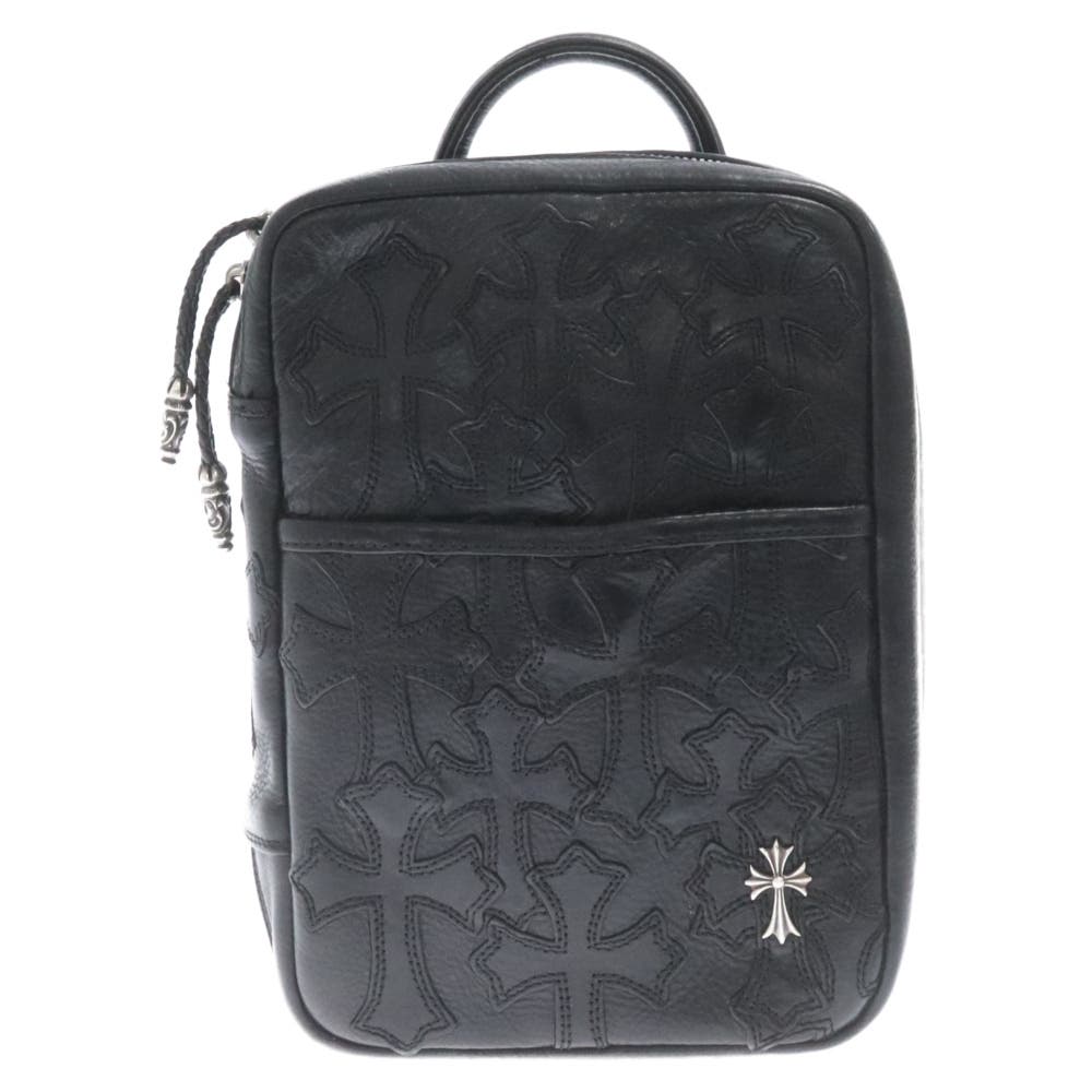 CHROME HEARTS Everyday Cemetery Cross Patch Leather Handbag Black