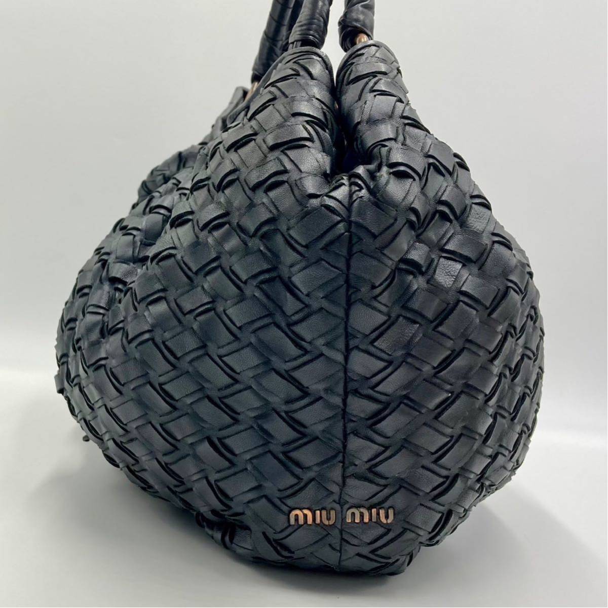 Miu Miu Leather Handbag Braided Leather Carryall tote bag