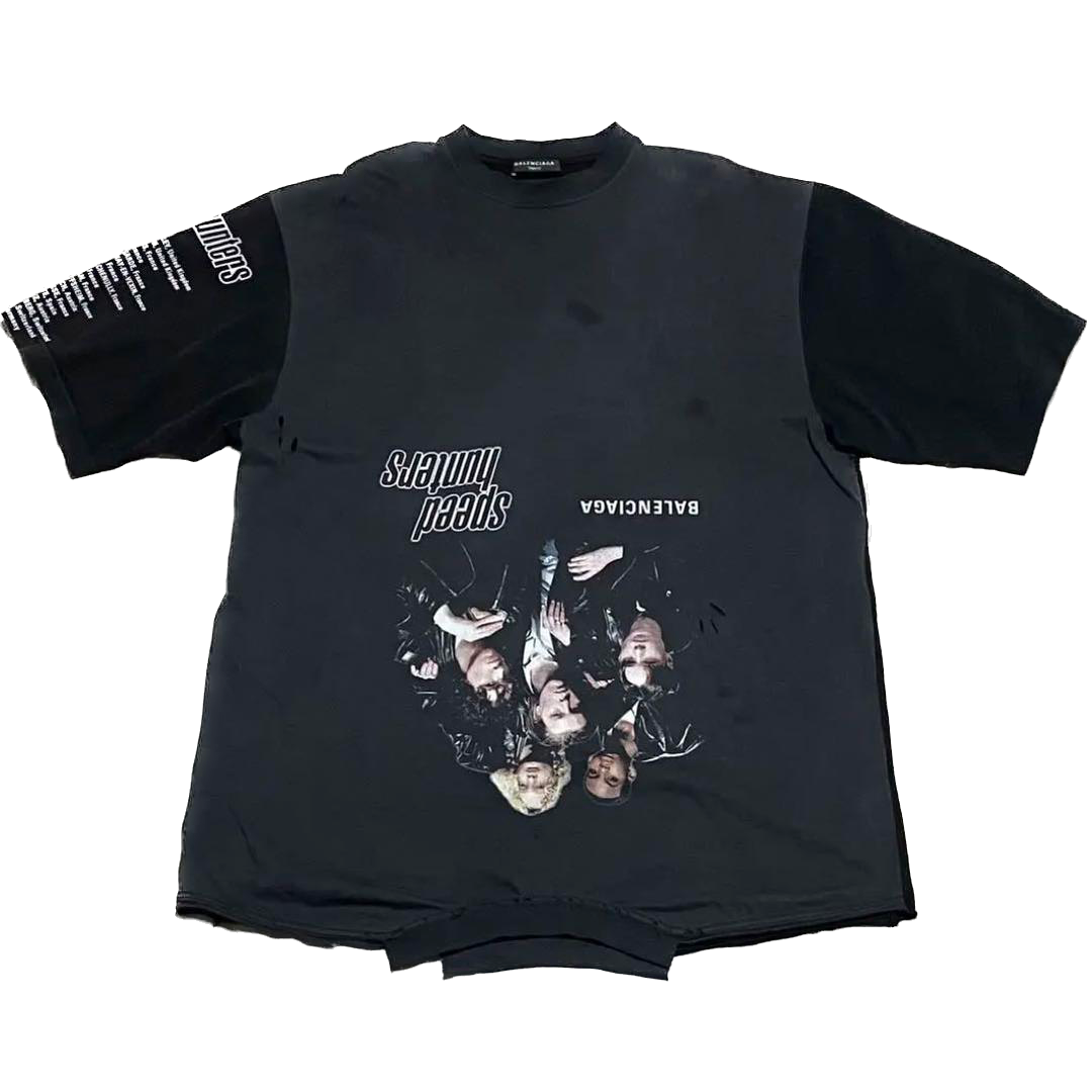 Super Rare SS23 BALENCIAGA Speedhunter Upside down patchwork tee Tee