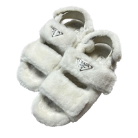 Thumbnail for Prada Shearling Logo Plaque Fur Sandals