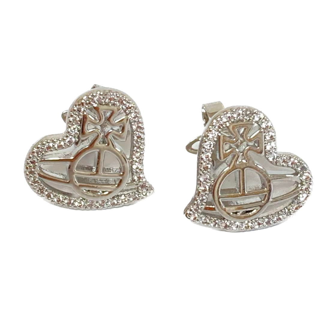 Vivienne Westwood Giuseppa Rhinestone Embellished Heart Earrings