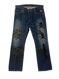 Thumbnail for Archive Roen Denim Leather Patch Jeans