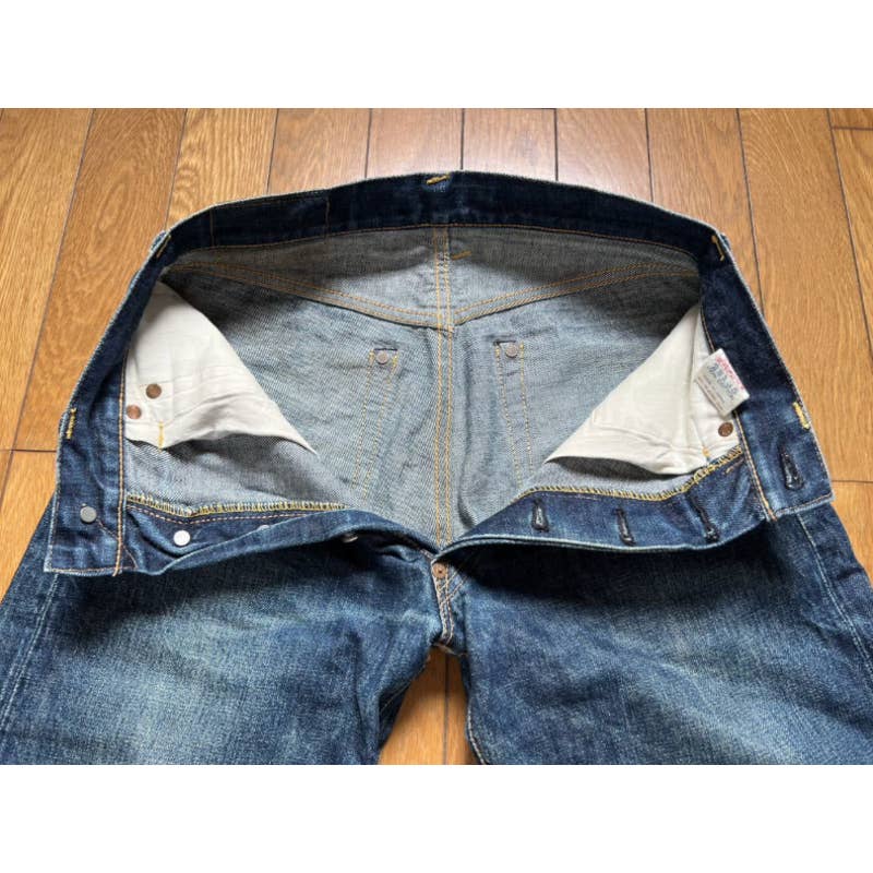 Evisu Pink Daicock seagull No.2 painted denim jeans