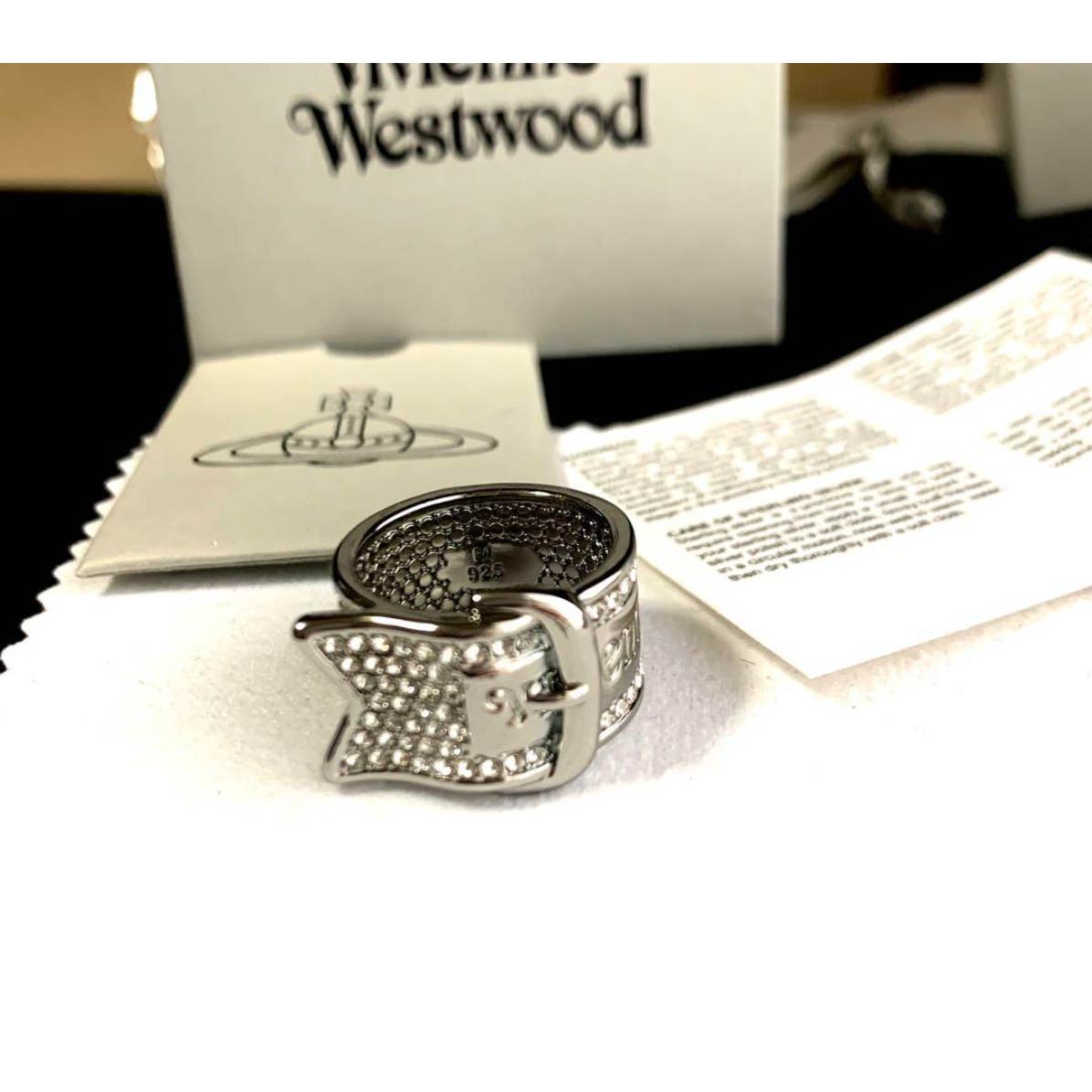 VIVIENNE WESTWOOD Pave Belt Silver Ring