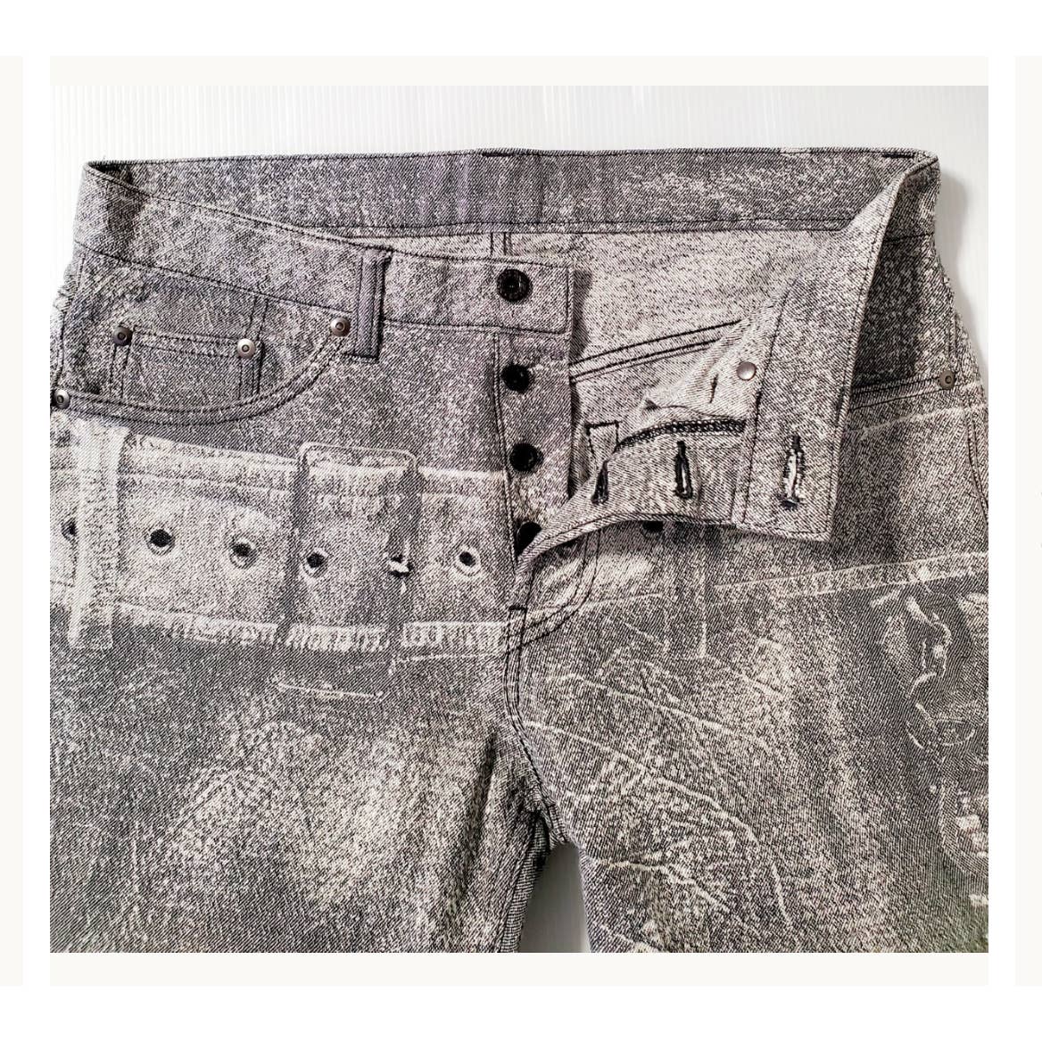 A-POC Issey Miyake Archive Jacquard trompe loel belt jeans