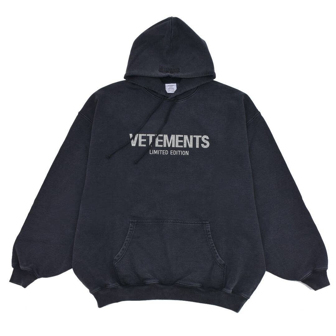 VETEMENTS Crystal embellished logo HOODIE