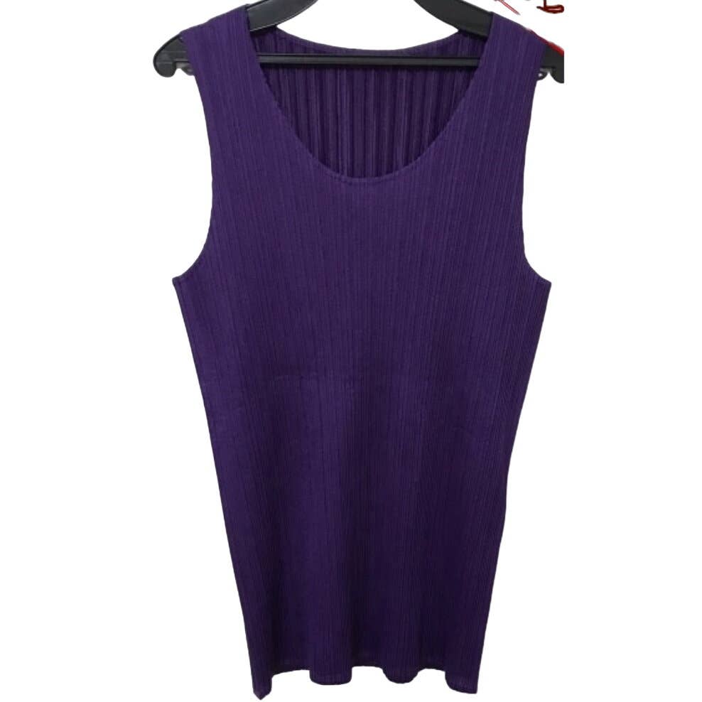 Issey Miyake Pleats Please pleated Tank Top vest Purple