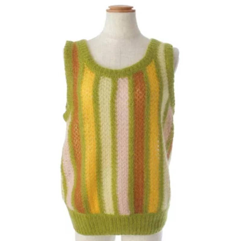 Miu Mohair Mixed Stripe Knit Tank Top vest