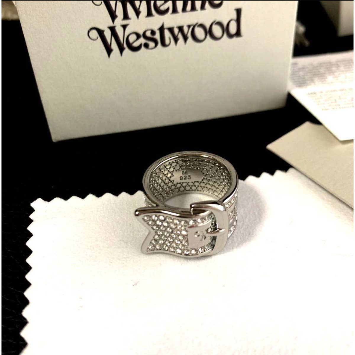 VIVIENNE WESTWOOD Pave Belt Silver Ring