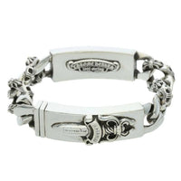 Thumbnail for Chrome Hearts Double ID Dagger Heart Silver Bracelet