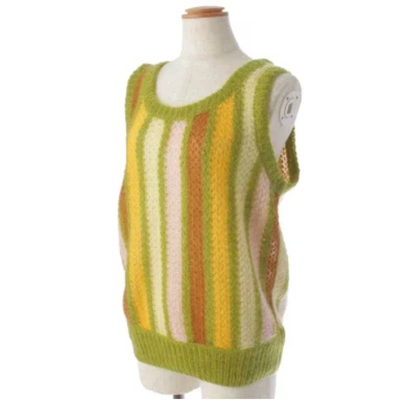 Miu Mohair Mixed Stripe Knit Tank Top vest