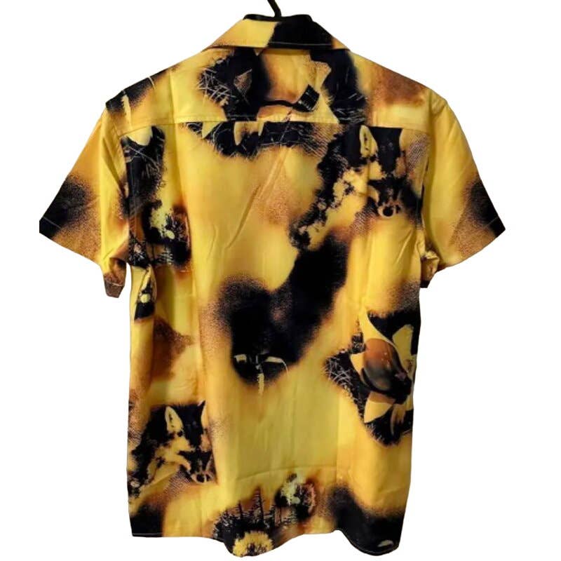 PRADA yellow flower button-up short sleeve sunflower shirt