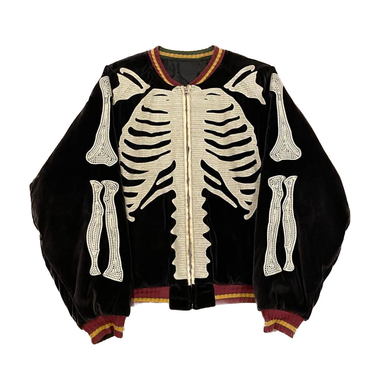 Kapital Kountry Bone Embroidery Velvet Souvenir Jacket Black