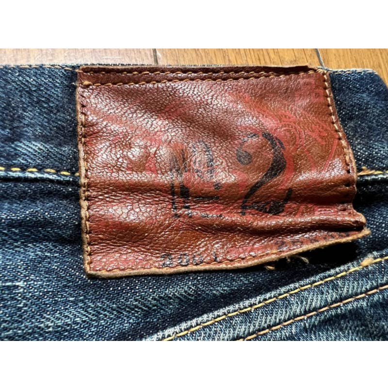 Evisu Pink Daicock seagull No.2 painted denim jeans