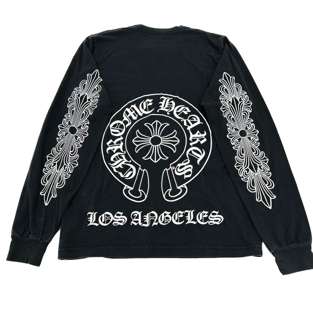 Chrome Hearts Horseshoe Floral Long-Sleeve Tee